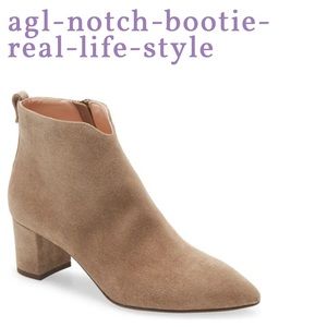 - AGL🍂 Notch bootie Nude Suede leather Ankle boots 36